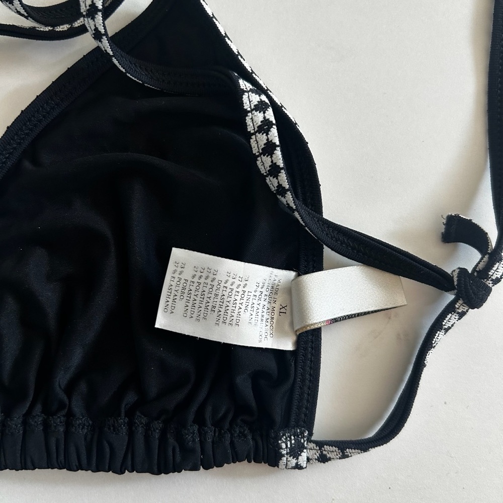 Lemlem Black Bikini Top With Patterned Straps - image 4